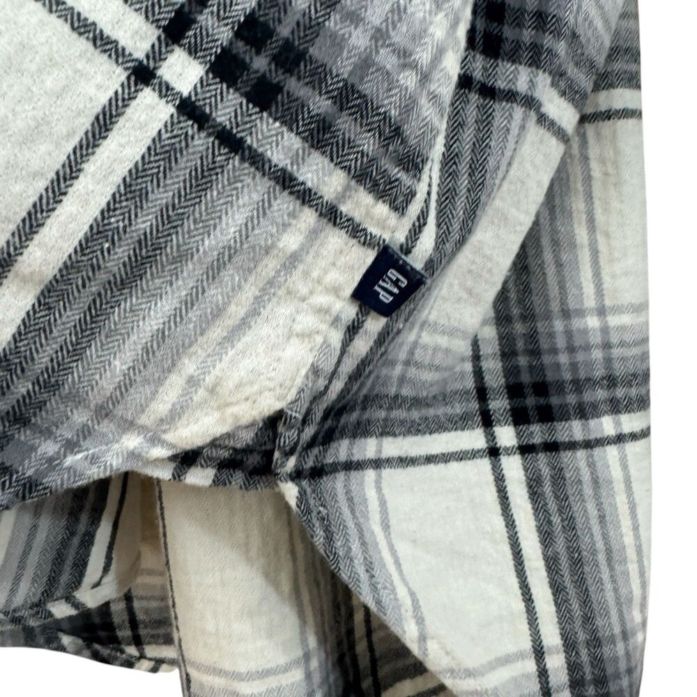 GAP Large Cotton Flannel Shirt Button Up Long Sleeve Plaid Womens READ - Picture 9 of 12